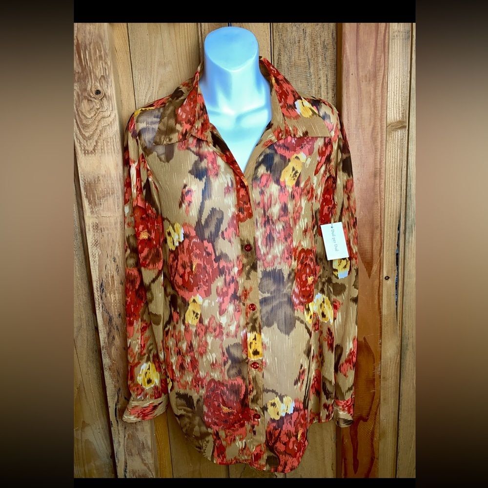 Dué per Dué Silk Button Up Blouse Size 4 (LS30)